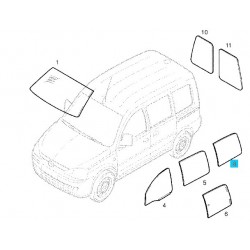 Szyba boczna tylna lewa ciemnozielona GM 13245718 (Opel Combo)