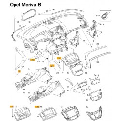 Spinka konsoli przyrządów, kanału powietrza, osprzętu przyrządów GM13294197 (Opel Insignia, Meriva B)