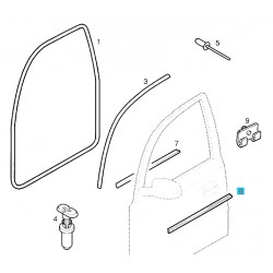 Uszczelka szyby drzwi przednich zewnętrzna lewa GM93392729 (Opel Meriva A)