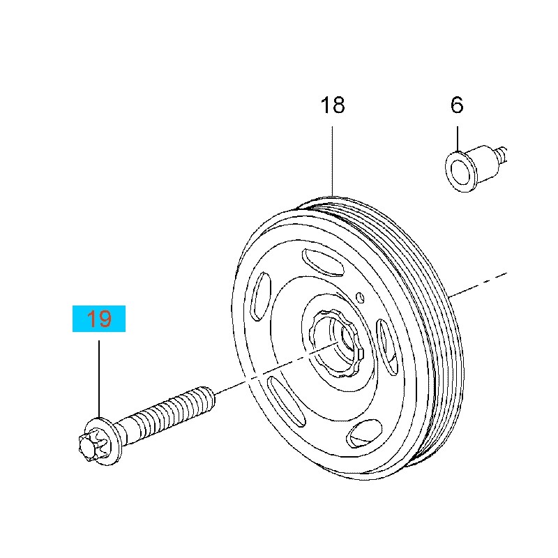 Śruba typu Torx M14x78 koła pasowego GM9129242 (Opel Adam, Astra, Cascada, Corsa, Insignia, Meriva, Mokka, Zafira)