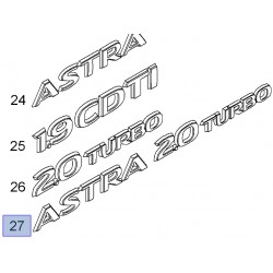 Napis tylny "Astra 2.0 Turbo" 93182934 (Astra H)