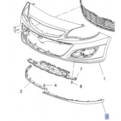 Dolna listwa zderzaka przedniego, lewa 13387155 (Astra J)