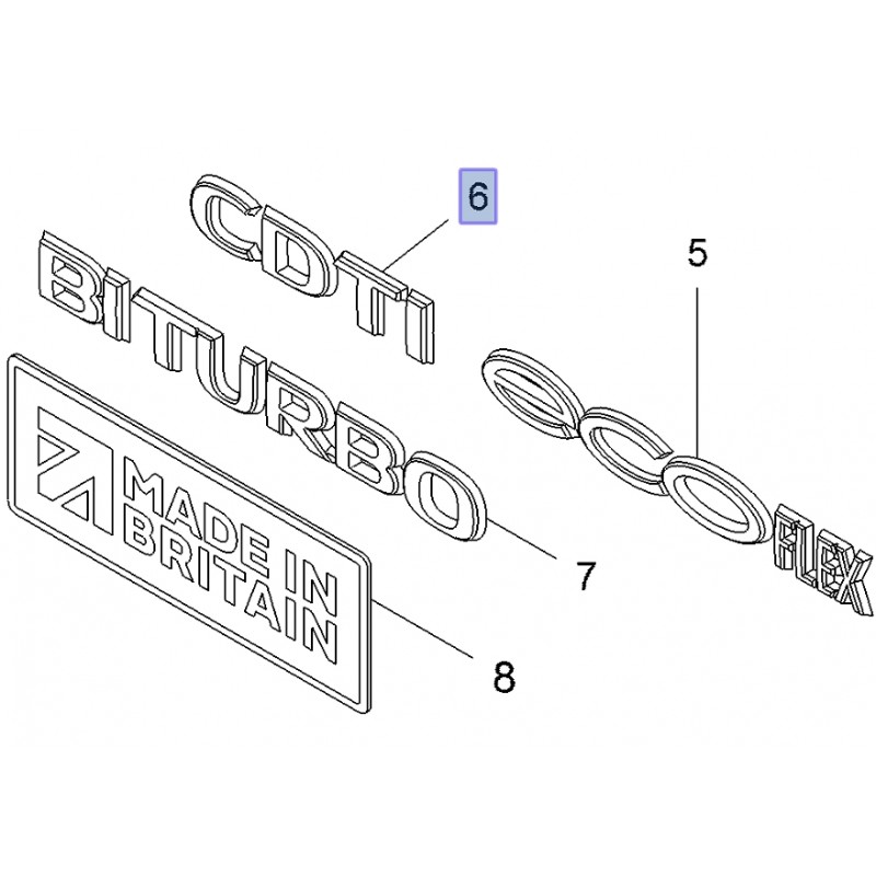 Emblemat tylny, napis „CDTI” 93451381 (Vivaro B)