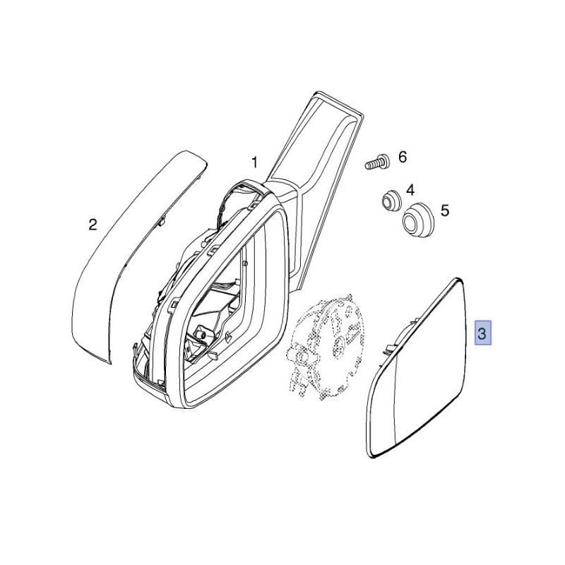 Szkło lusterka zewnętrznego 13162274 (Zafira B)